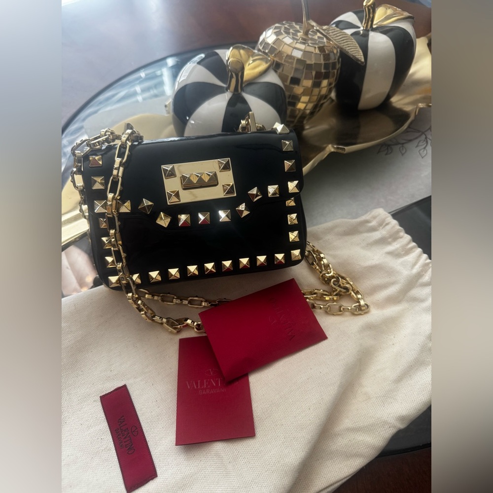 Valentino Black Crossbody Bag with Gold Studs